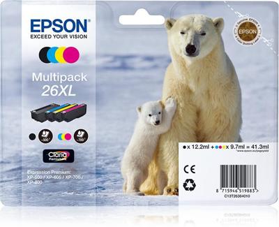 Huismerk Epson 26XL (T2636) Inktcartridges Multipack (2x zwart + 3 kleuren)