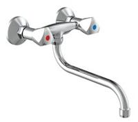 Tweegreeps Keukenkraan Schutte Cesti Draaibare Uitloop Wandmontage Chroom Schütte - thumbnail