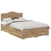 Bedframe met hoofdeinde Artisan Eiken 135 x 190 cm Bewerkt hout - thumbnail