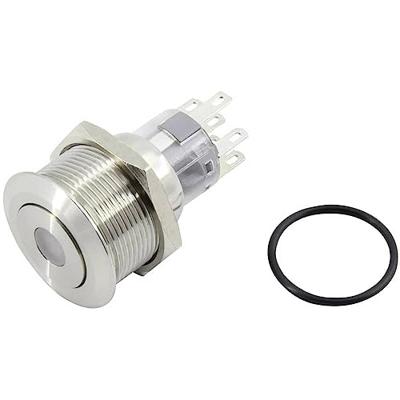 TRU COMPONENTS 1602495 TC-GQ22-A-22D/B/12V/S203 Druktoets 250 V 5 A 2x uit/(aan) Moment Blauw IP65 1 stuk(s)