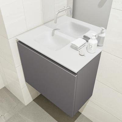 MONDIAZ OLAN 60cm toiletmeubel dark grey. LEX wastafel talc links geen kraangat MONDIAZ OLAN 60cm toiletmeubel dark grey. LEX wastafel talc links geen kraangat