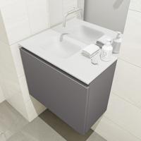MONDIAZ OLAN 60cm toiletmeubel dark grey. LEX wastafel talc links geen kraangat - thumbnail