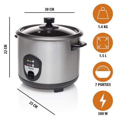 rijstkoker Tristar RK-6127 Grijs Zwart/Zilverkleurig Zilverkleurig Roestvrij staal 500 W - thumbnail