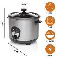 Tristar RK-6127 Rijstkoker 1.5 liter RVS - thumbnail