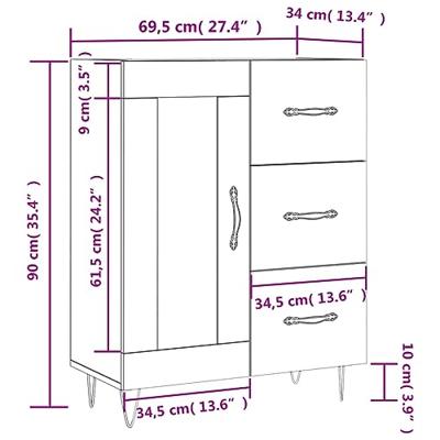 Dressoir 69,5x34x90 cm bewerkt hout bruineikenkleurig Dressoir 69,5x34x90 cm bewerkt hout bruineikenkleurig
