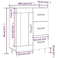 Dressoir 69,5x34x90 cm bewerkt hout bruineikenkleurig - thumbnail