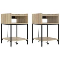 Nachtkastje 2 pcs Sonoma eiken 40 x 40 x 61 cm Bewerkt hout - thumbnail
