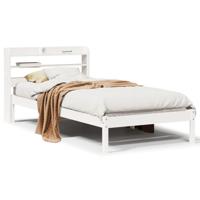 Bedframe zonder matras massief grenenhout wit 75x190 cm - thumbnail