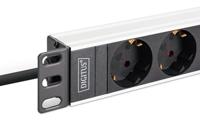 Digitus DN-95440 19 inch 19inch-patchkast Geaarde contactdoos Incl. 2 metalen houders Zilver, Zwart - thumbnail