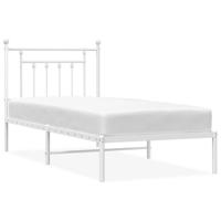 Bedframe met hoofdbord metaal wit 90x200 cm - thumbnail