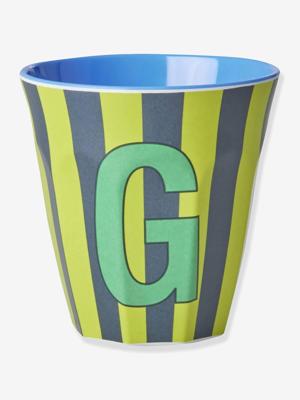 Gestreepte melamine mok LETTER G rice, medium 250 ml meerkleurig