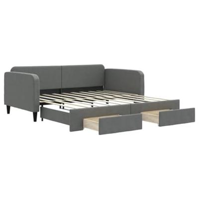 Slaapbank onderschuifbed en lades 90x190 cm stof donkergrijs