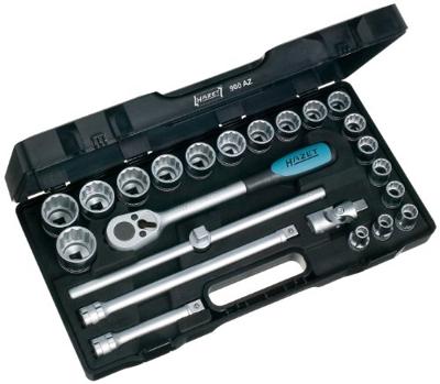 HAZET Dopsleutelset 900AZ - 1/2 inch (12,5 mm) vierkant hol - Buitentwaalfkant tractieprofiel - 23-delig - <sup>3</sup>?<sub>8</sub> -