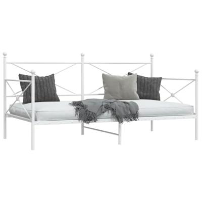 Slaapbank zonder matras 100x190 cm staal wit Slaapbank zonder matras 100x190 cm staal wit