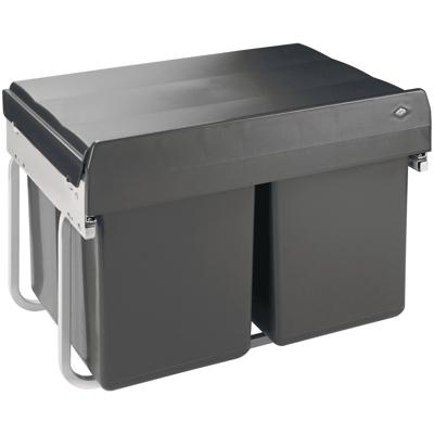Eyckhaus 2-voudige afvalverzamelaar vierkant 2 x 15 l | grijs/zilver - 4367 4367 Eyckhaus 2-voudige afvalverzamelaar vierkant 2 x 15 l | grijs/zilver - 4367 4367