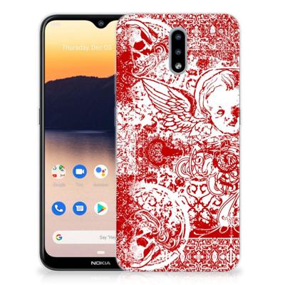 Silicone Back Case Nokia 2.3 Angel Skull Rood Silicone Back Case Nokia 2.3 Angel Skull Rood