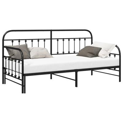 Bedframe voor een daybed met hoofdeinde Zwart 90 x 190 cm Staal
