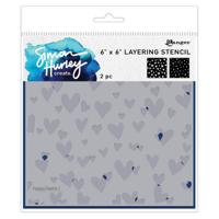 Ranger Ink Ranger • simon hurley create layering stencils happy hearts 2pcs - thumbnail