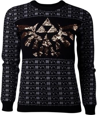 Zelda - Tri-Force Glitter Knitted Women's Christmas Sweater
