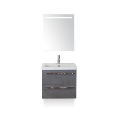 Seville Badmeubelset 60 cm - Beton Antraciet - Keramische Wastafel Wit Djazz - met Sence Spiegel
