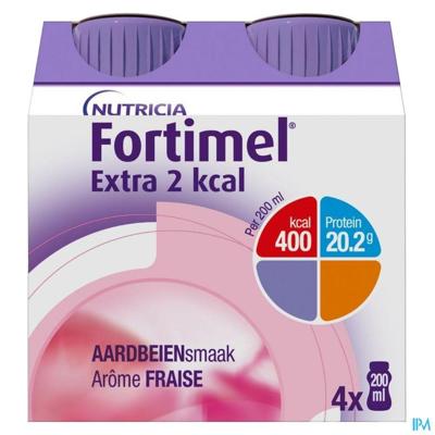 Fortimel Extra 2 Kcal Aardbei 4x200ml