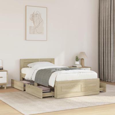 Bedframe met hoofdeinde bewerkt hout sonoma eiken 90x190 cm