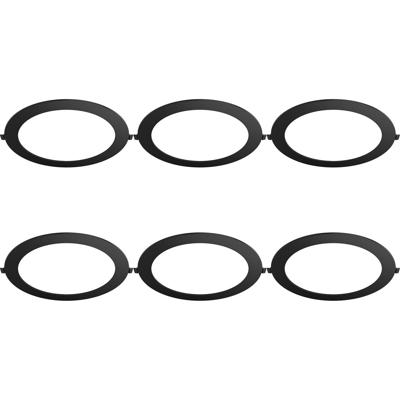 LED Downlight Inbouwspot Dimbaar 6 Stuks - Brinton Thin - 18W 1800lm 120° Bundelhoek - Helder/Koud Wit 6500K - IP40 - Rond - Zwart - Ø229mm Buitenmaat - Ø205mm Zaagmaat