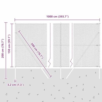 VidaXL Afrasteringspaal grijs 10 x 1,5 m (25 mm gaas) staal en pvc