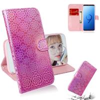 Voor Galaxy S9 effen kleur kleurrijke magnetische Buckle horizontale Flip PU lederen draagtas met houder & kaartsleuven & portemonnee & Lanyard (roze) - thumbnail