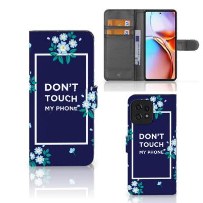 Motorola Edge 40 Pro Portemonnee Hoesje Flowers Blue DTMP Motorola Edge 40 Pro Portemonnee Hoesje Flowers Blue DTMP