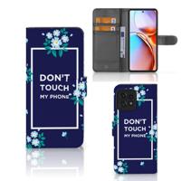 Motorola Edge 40 Pro Portemonnee Hoesje Flowers Blue DTMP - thumbnail