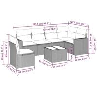 7-delige Loungeset met kussens poly rattan zwart - thumbnail