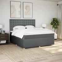 Boxspring met matras stof donkergrijs 180x200 cm - thumbnail
