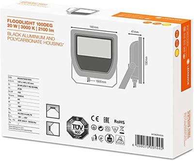 Osram LED straler 20W 2100 lumen 3000K IP65 IK07 zwart 100°