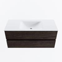 MONDIAZ VICA 110cm badmeubel onderkast Dark Brown 2 lades. Wastafel CLOUD midden 1 kraangat, kleur Talc. - thumbnail