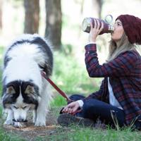 Asobu - Dog Bowl - Edelstahlflasche with Hundenapf 1 Liter Burgunderrot - thumbnail