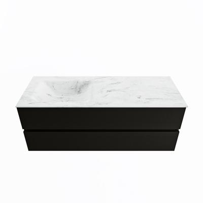 MONDIAZ VICA-DLUX 130cm badmeubel onderkast Urban 2 lades. Inbouw wastafel CLOUD links 1 kraangat, kleur Opalo. MONDIAZ VICA-DLUX 130cm badmeubel onderkast Urban 2 lades. Inbouw wastafel CLOUD links 1 kraangat, kleur Opalo.