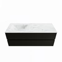 MONDIAZ VICA-DLUX 130cm badmeubel onderkast Urban 2 lades. Inbouw wastafel CLOUD links 1 kraangat, kleur Opalo. - thumbnail