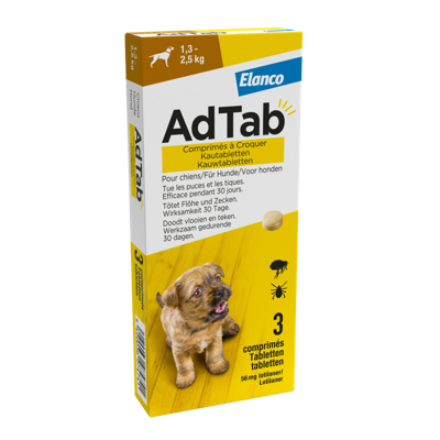 ADTAB KAUWTABLET HOND 1,3-2,5 KG 3 TBL