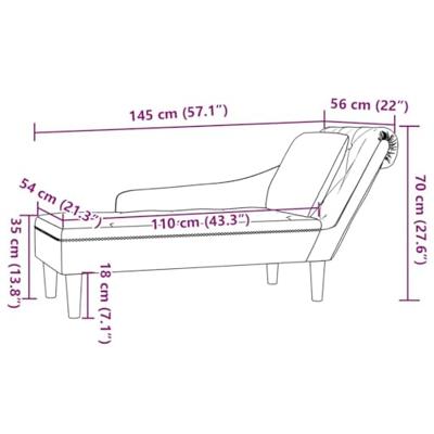 Chaise longue met kussen en rechterarmleuning fluweel zwart Chaise longue met kussen en rechterarmleuning fluweel zwart