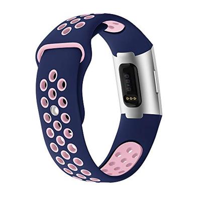 Fitbit Charge 3 & 4 siliconen DOT bandje - Roze / Blauw - Maat: Large - thumbnail