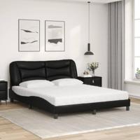 Bed met matras kunstleer zwart 160x200 cm - thumbnail