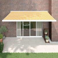 Luifel uittrekbaar 4,5x3 m stof en aluminium geel en wit - thumbnail