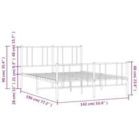 Bedframe met hoofd- en voeteneinde metaal wit 135x190 cm - thumbnail