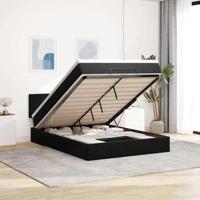 Ottoman bed met matras 140x190cm fluweel zwart - thumbnail