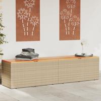 Tuinbox 220x50x54 cm poly rattan en acaciahout beige - thumbnail