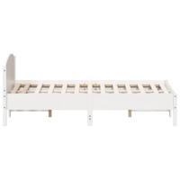 Bedframe met hoofdbord massief grenenhout wit 135x190 cm - thumbnail