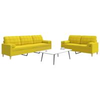2-delige Loungeset met sierkussens stof lichtgeel - thumbnail