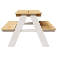 Kindertafel met banken IRUN 90x79,5x50cm massief hout wit - thumbnail