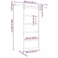 Schuifdeur Bruin 80 x 208 cm Massief grenenhout - thumbnail